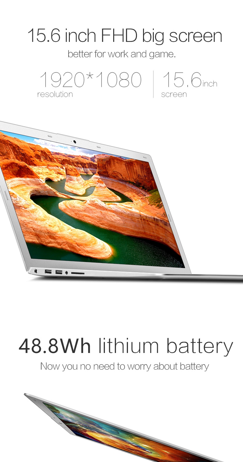 VOYO I7 Notebook 15.6 Inch Intel Core i7-6500U 2.50 GHz Fingerprint 3GB DDR3L RAM 1TB HHD ROM - Silver