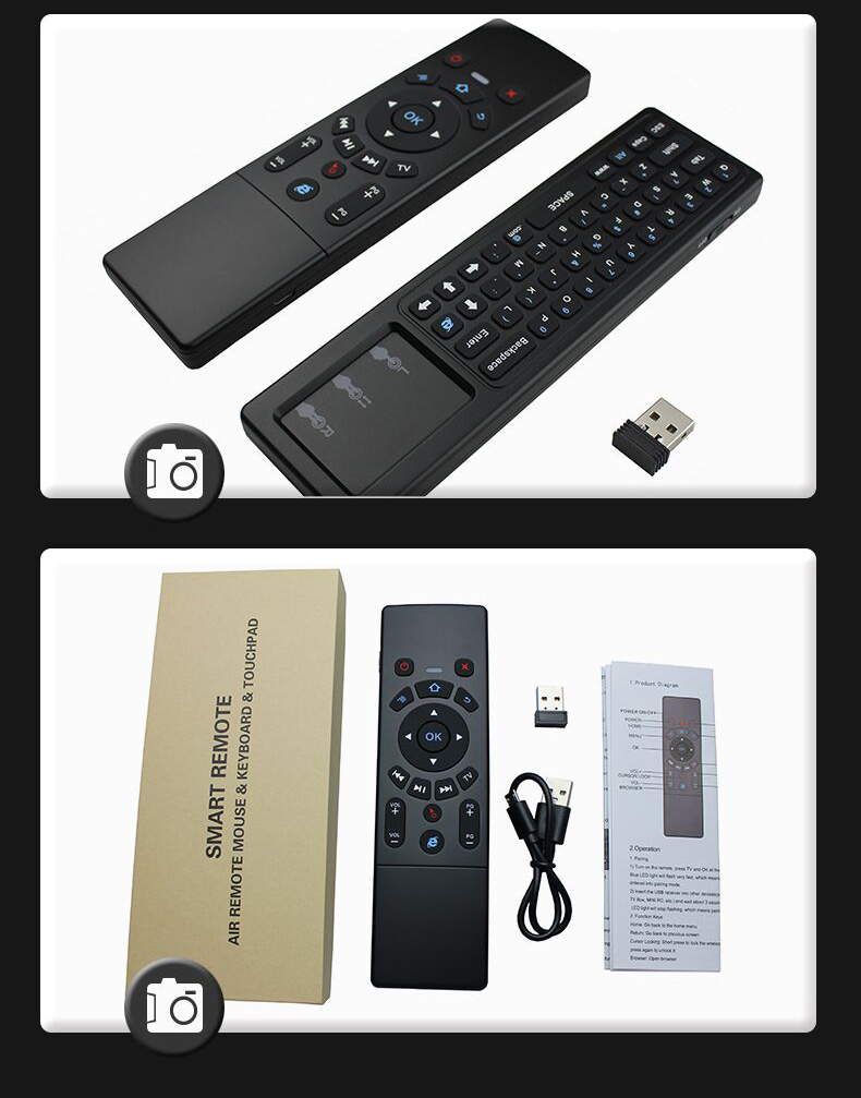 T6 2.4G 6-Axis Gyro Smart Remote Air Mouse Touchpad QWERTY Keyboard 3 in 1 for Windows/Mac OS/Android/TV Box - Black