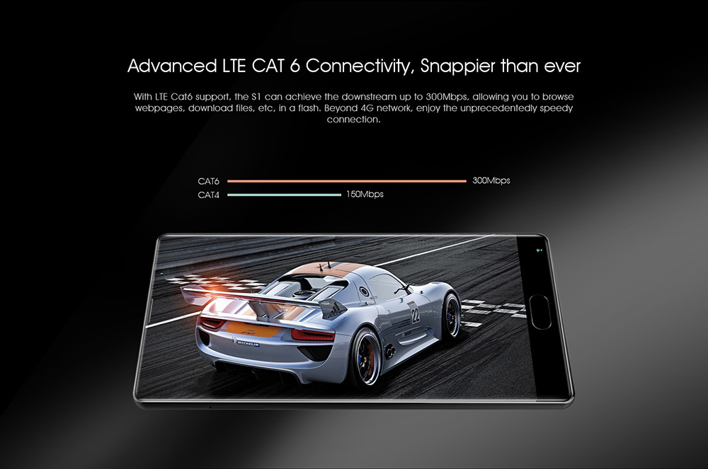 [HK Stock]BLUBOO S1 5.5 Inch 4G LTE Smartphone Corning Gorilla Glass Full Screen 4GB RAM 64GB ROM Helio P25 Dual Rear Camera Android 7.0 OTG Type-C 3500mAh - Black