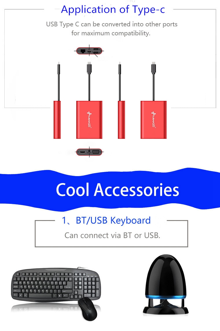 MEEGOPAD T08 Licensed Windows 10 Intel Z8350 2GB/32GB Ultra MINI PC 2.4G+5G Dual Band WIFI Bluetooth Type-C