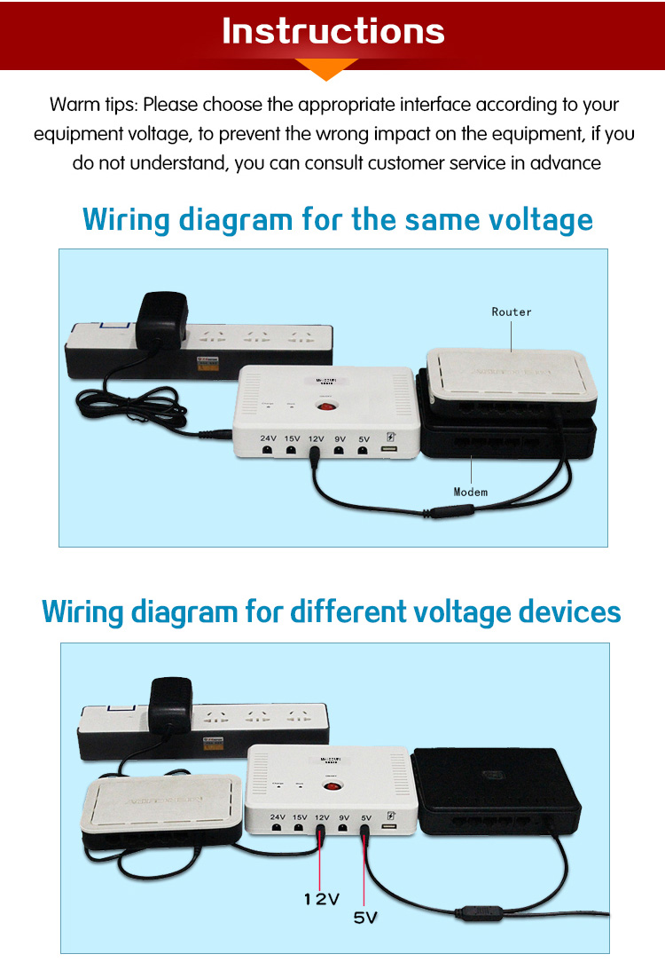 SKE SK-616 Mini DC UPS 5V/9V/12V/15v/24V Output 15600mAh Power Bank