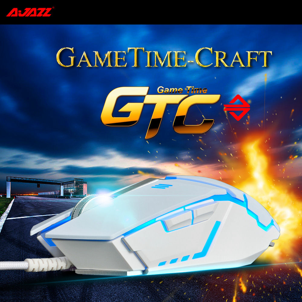 Ajazz GTC A5050 Wired Gaming Mouse Colorful Backlights 7 Keys Adjustable 2400 DPI Programmable Mouse - Black