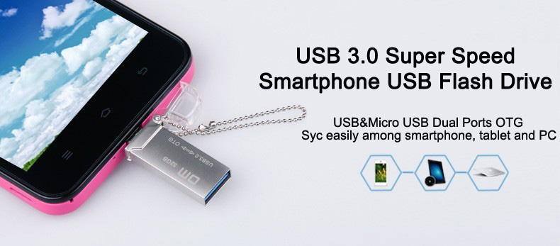 DM PD009 OTG USB 3.0 Micro USB 64GB USB Flash Drive - Silver