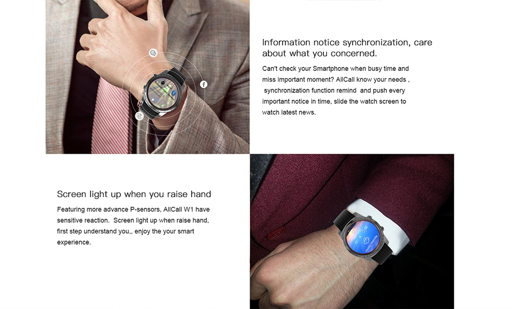 ALLCALL W1 3G Smartwatch Phone Android 5.1 MTK6580 Quad Core 1.3GHz 2GB RAM 16GB ROM GPS Bluetooth 4.0 - Siliver