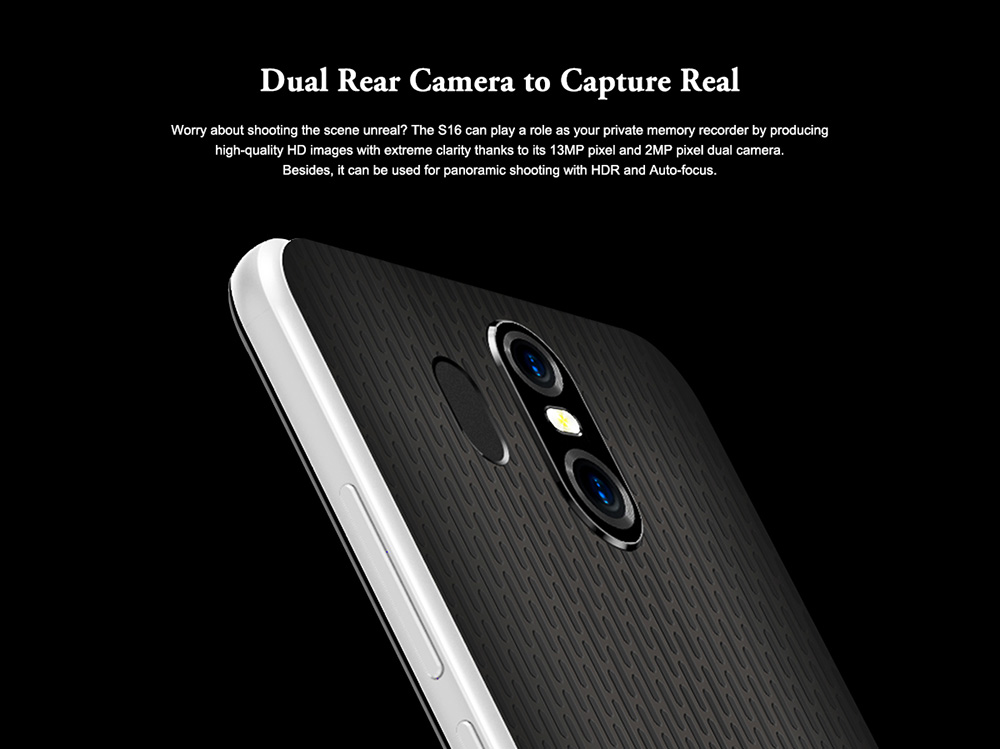 [HK Stock]HOMTOM S16 5.5 Inch Smartphone HD Screen MTK6580 Quad Core 2GB RAM 16GB ROM 8.0MP Cam Android 7.0 Touch ID 3000mAh - Black