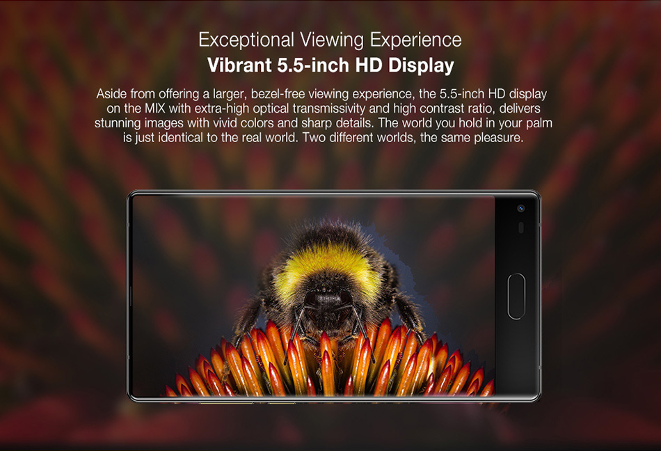 [HK Stock]Ulefone MIX 5.5 Inch Smartphone 4GB 64GB Dual Rear camera MT6750T Octa Core Android 7.0 Touch ID - Black