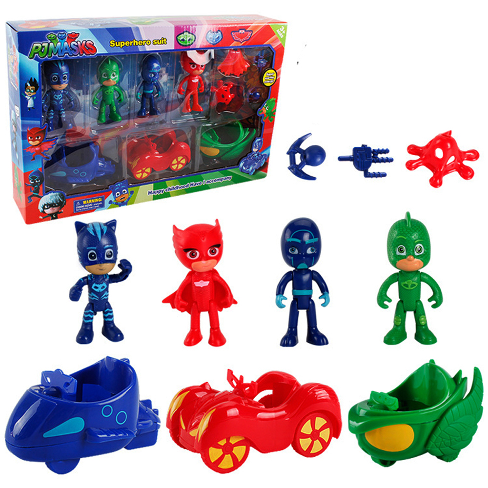 10pcs Pj Masks Action Figure Toys With Arms And Cars 