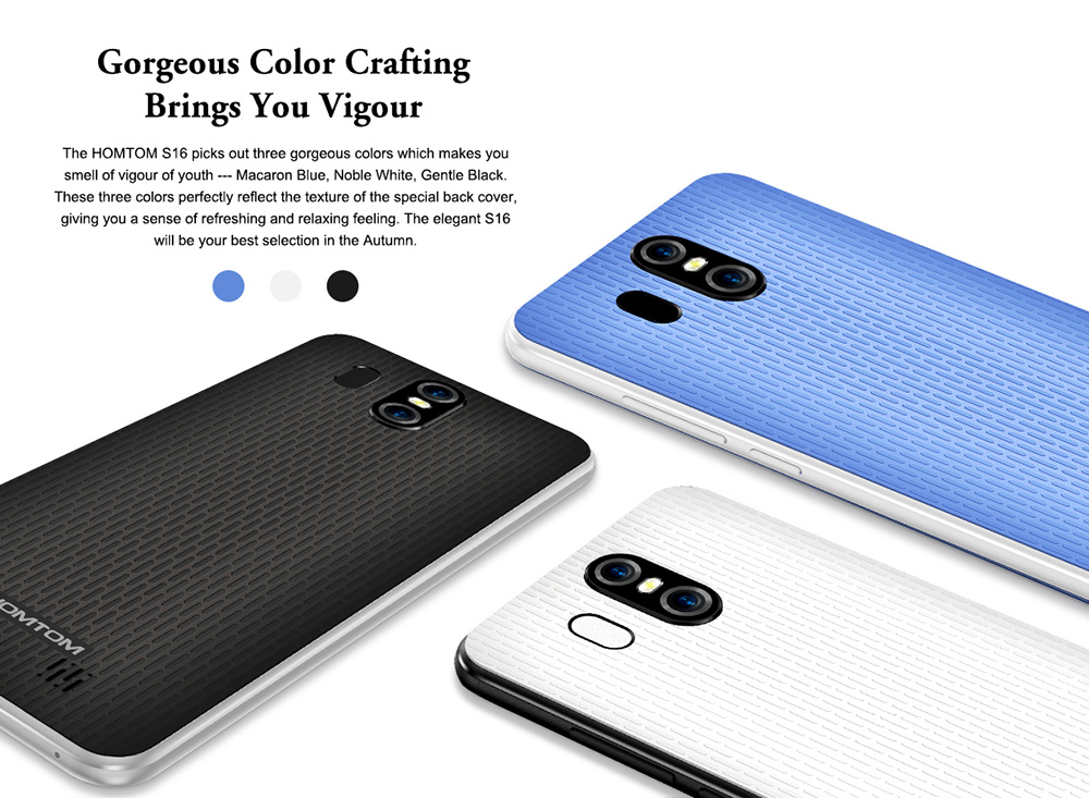[HK Stock]HOMTOM S16 5.5 Inch Smartphone HD Screen MTK6580 Quad Core 2GB RAM 16GB ROM 8.0MP Cam Android 7.0 Touch ID 3000mAh - Black