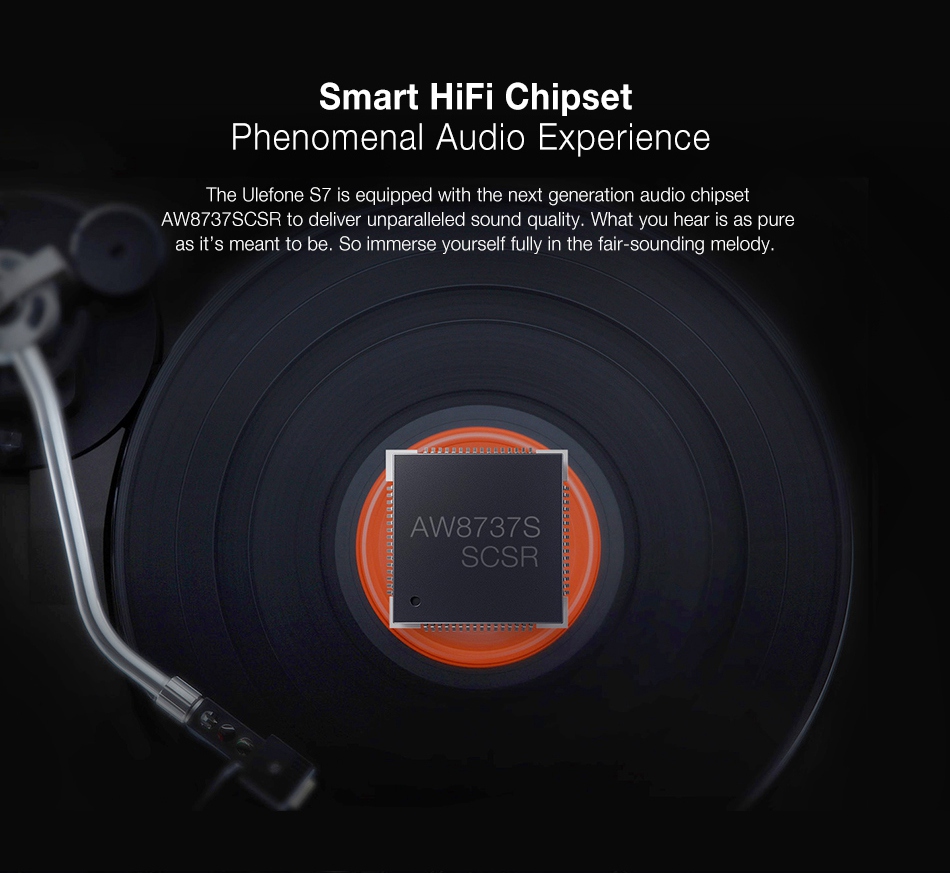 [HK Stock]Ulefone S7 5.0 Inch Smartphone HD Screen Dual Rear Camera 8GB MT6580A Quad Core Android 7.0 2500mAh Battery - Black