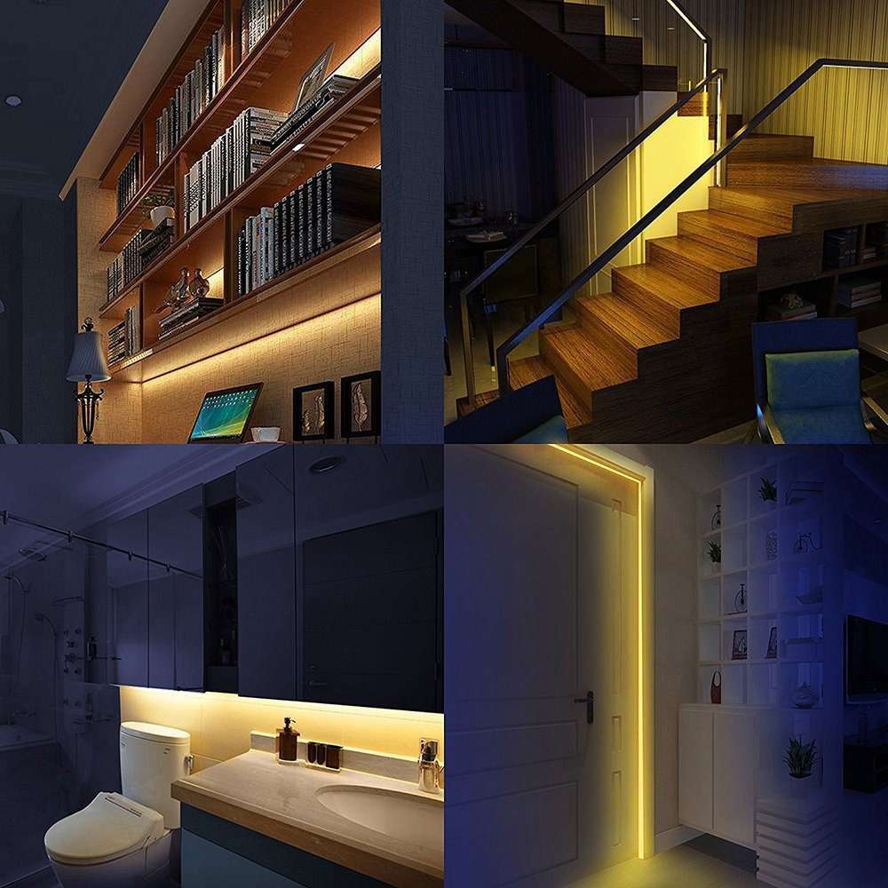 LED Strip Sensor Night Light Motion Sensor Light 1.5M Flexible Warm Soft Decoration -White