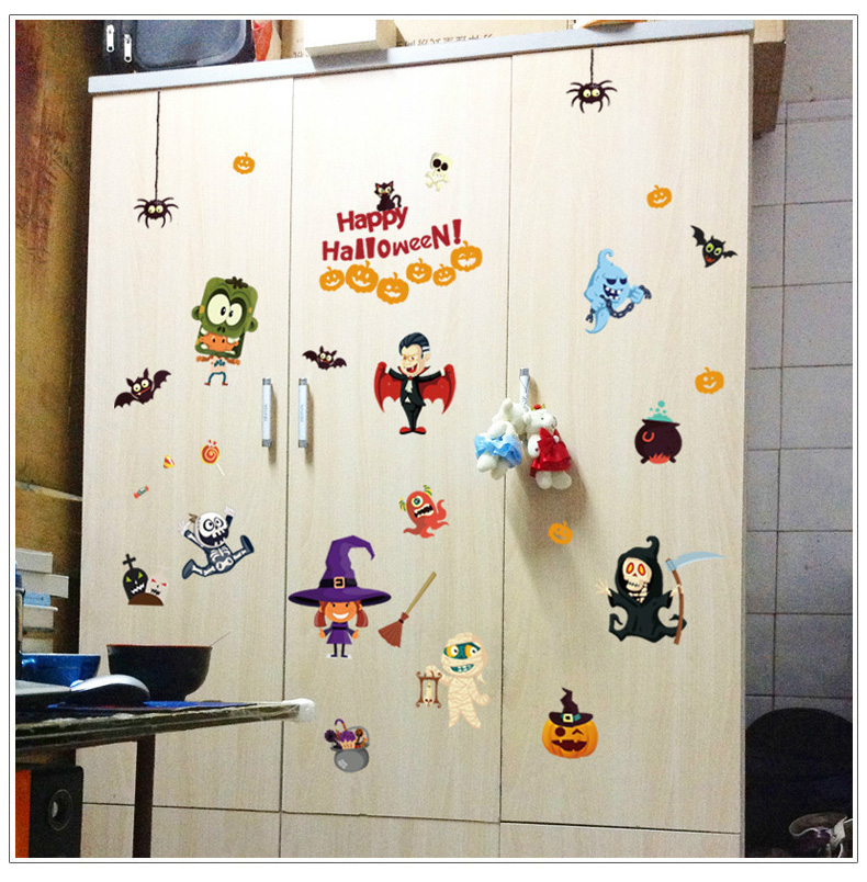 Halloween 3D Wizard Wall Stickers Kit Room Decor Halloween Party Fairy Waterproof Removeable Sticker Art Mural