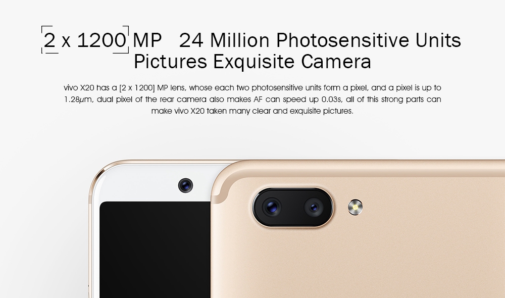 vivo X20 6.01 Inch 4G LTE Smartphone 12.0MP Dual Rear Camera Full Screen 4GB 64GB Snapdragon 660 Octa Core Android 7.1 Touch ID - Gold