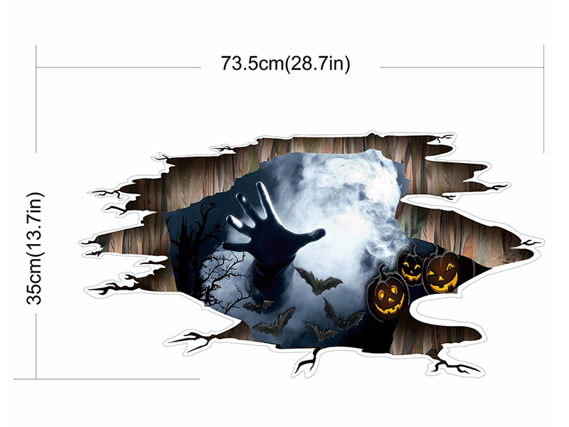 5PCS Halloween Pumpkin 3D Wall Floor Sticker Waterproof Removeable Stick Art Mural Claw Sticker Home Decor