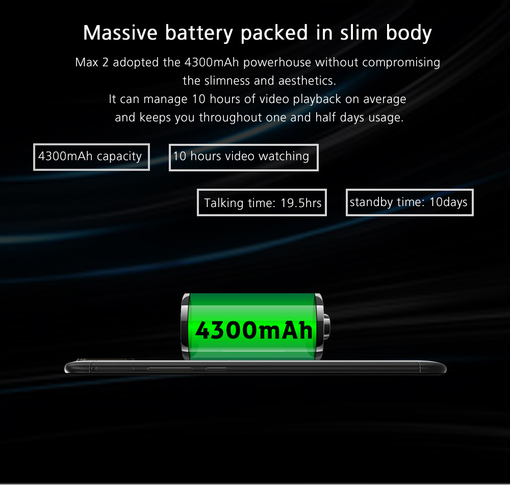 UHANS Max 2 6.44 Inch Smartphone Four Cameras 4GB 64GB FHD Screen MT6750T Octa Core Android 7.0 Touch ID 4300mAh - Black
