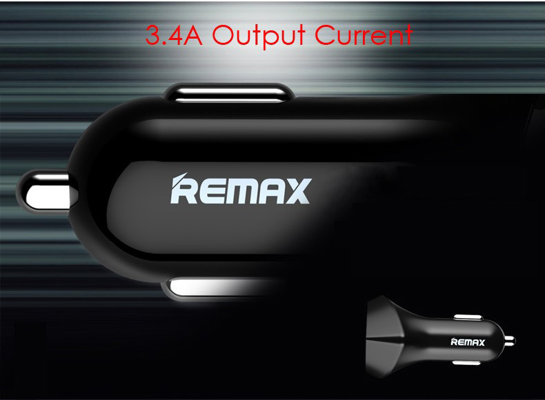 Remax RCC-208 5V 3.4A Fast Charging Universal Dual USB Smart Car Charger with Digital LED Display - Black