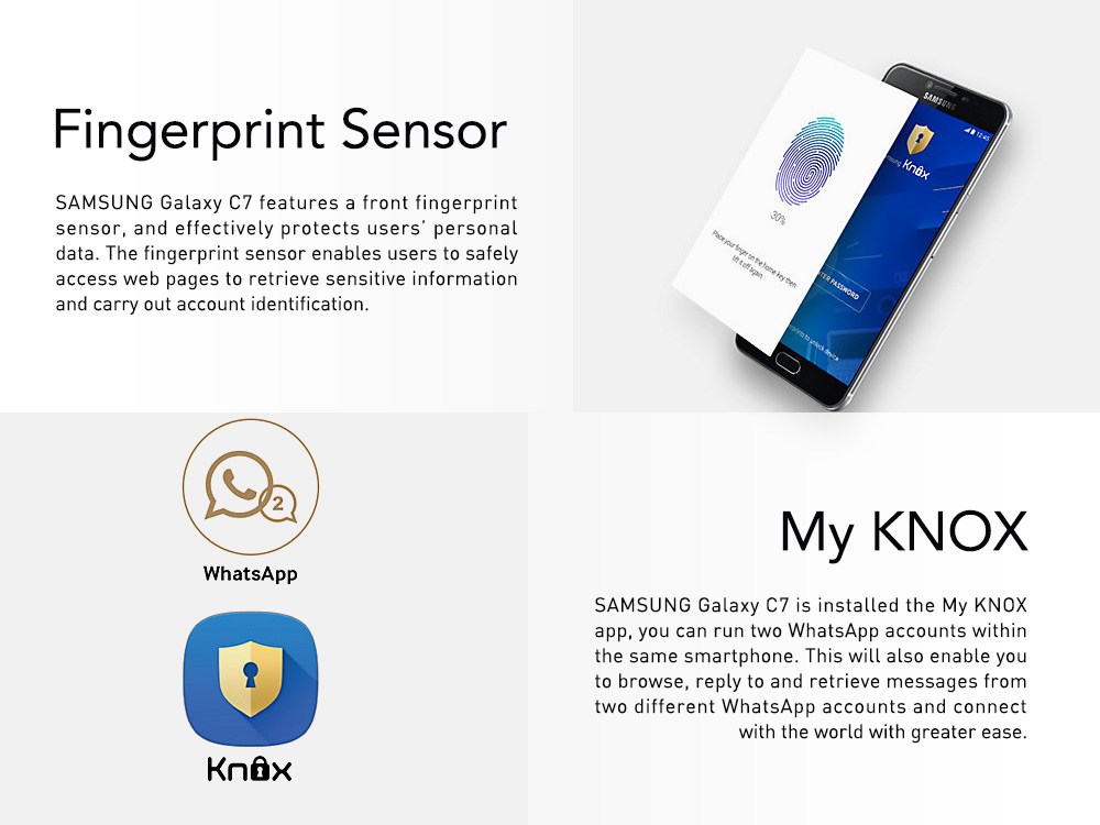 [HK Stock]SAMSUNG Galaxy C7 C7000 5.7 Inch 4G LTE Smartphone Snapdragon 625 Octa Core 16.0MP+8.0MP Cam 4GB RAM 32GB ROM Touch ID - Gold