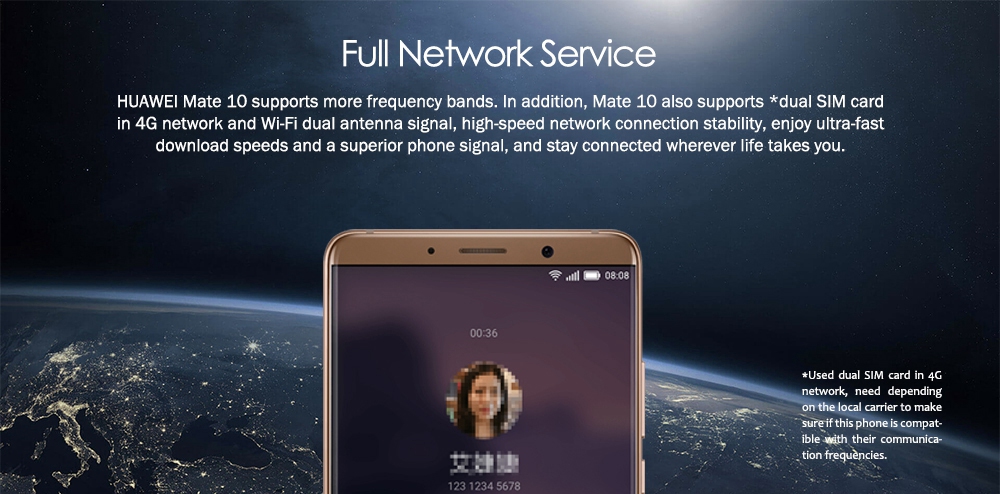 HUAWEI Mate 10 5.9 Inch Smartphone 2K Screen Android 8.0 4GB 64GB Kirin 970 20.0MP + 12.0MP Dual Rear Cam 4000mAh Four-sided Curved Glass Body  - Black