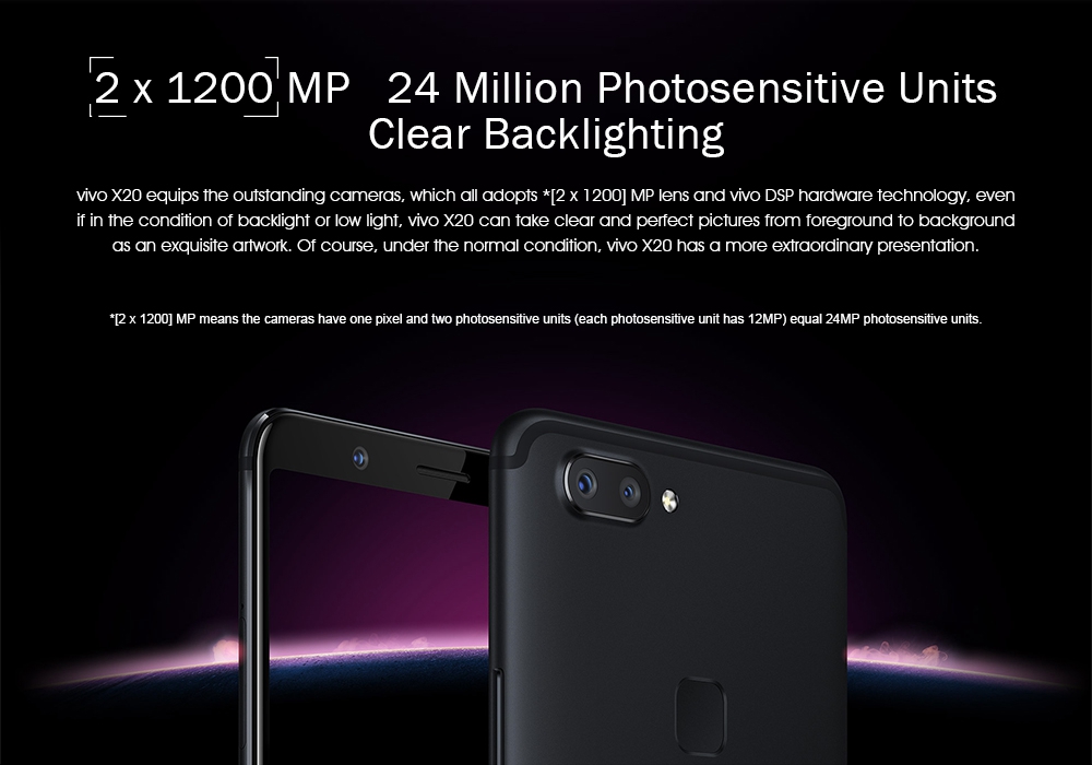 vivo X20 6.01 Inch 4G LTE Smartphone 12.0MP Dual Rear Camera Full Screen 4GB 64GB Snapdragon 660 Octa Core Android 7.1 Touch ID - Gold