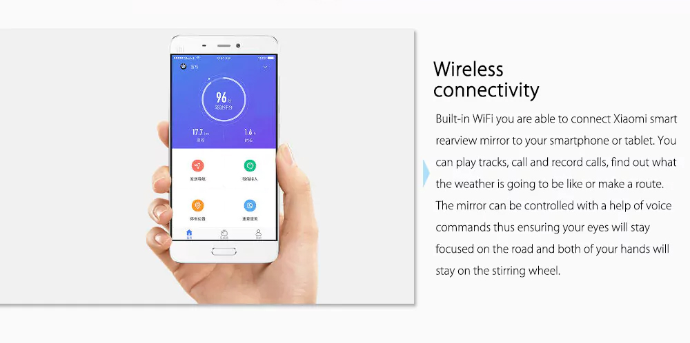 Original Xiaomi 70 Steps Smart Rearview Mirror 4G Network 1080P 8.88" IPS MT8665 Video Recorder With ADAS System Smart Voice G-Sensor - Black