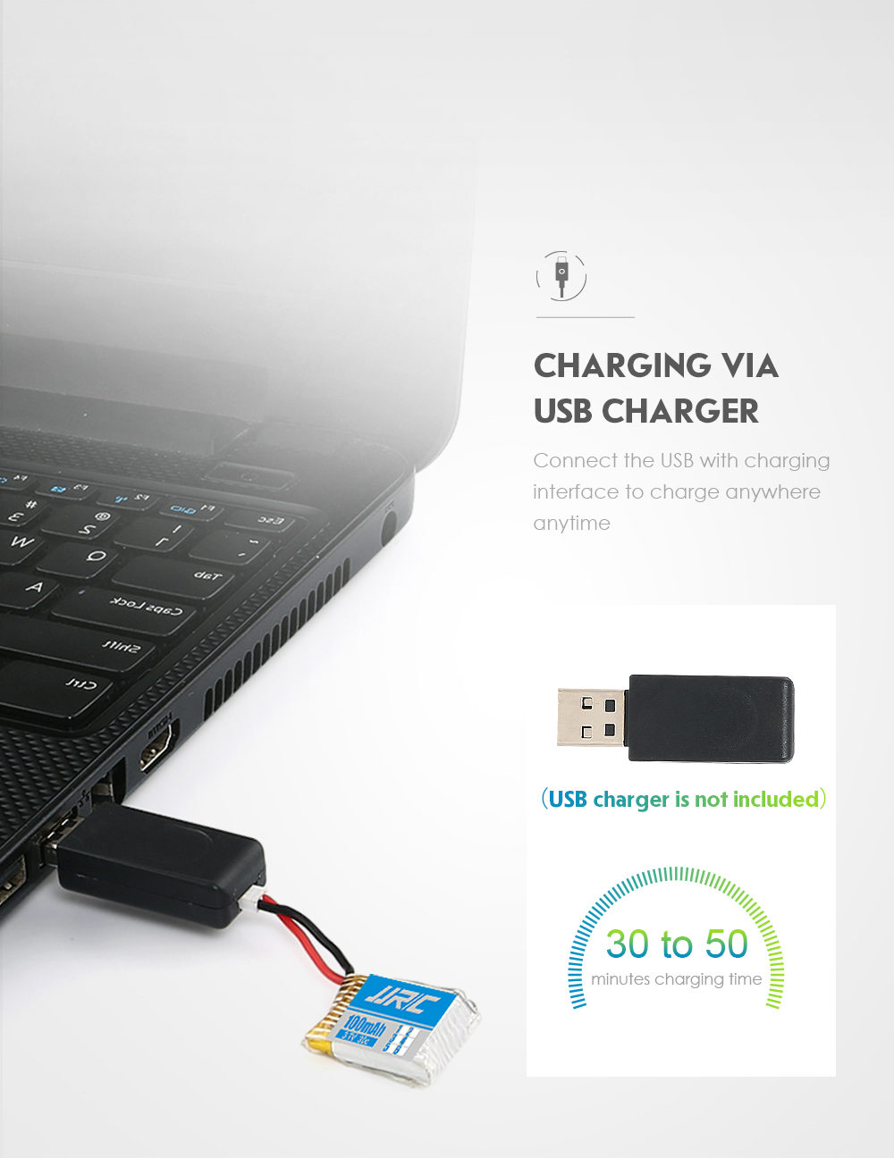 JJRC H48 Mini 2.4G 4CH 6Axis Gyro 3D Flips Dual Charing Modes RC Quadcopter RTF - Blue