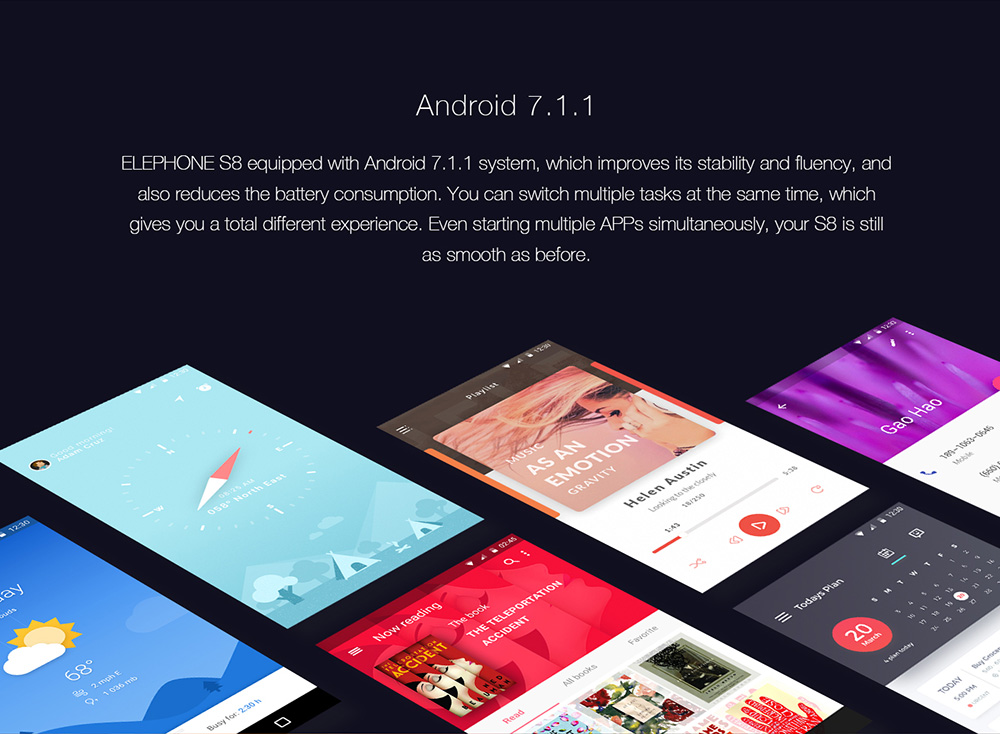 [HK Store]Elephone S8 6.0 Inch 4G LTE Smartphone 2K Full Screen Display Helio X25 Deca Core 4GB 64GB 21.0MP Cam Android 7.1 Touch ID 4000mAh  Qiuck Charge 3D Curved Glass Body - Blue