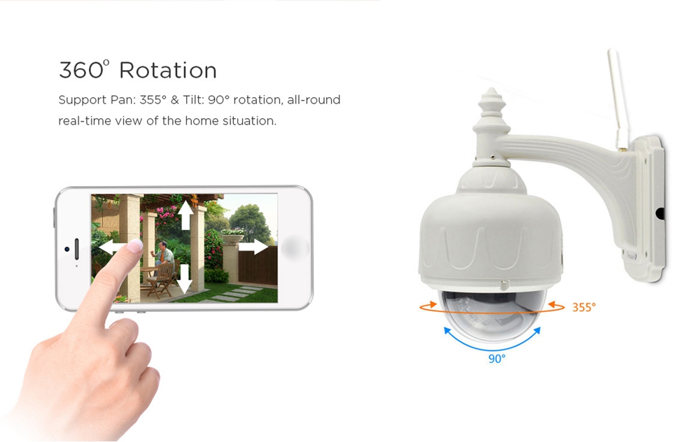 SRICAM SP015 720P WiFi IP Camera H.264 Onvif IP66 Waterproof Motion Detection IR-CUT P2P CMOS Sensor Security camera -White