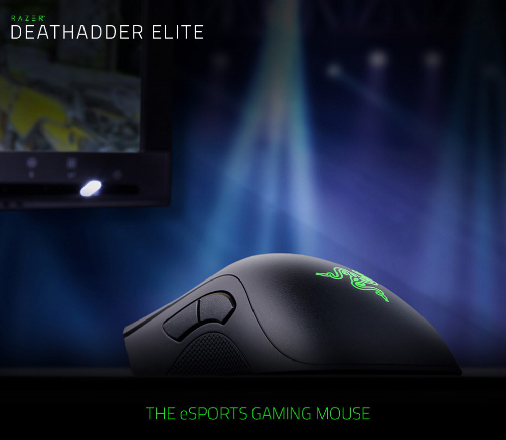 [HK Stock] Razer DeathAdder Elite Ergonomic Wired Gaming Mouse CHS Packaging 16000 DPI - Black