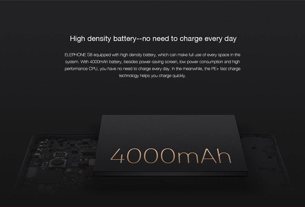 [HK Store]Elephone S8 6.0 Inch 4G LTE Smartphone 2K Full Screen Display Helio X25 Deca Core 4GB 64GB 21.0MP Cam Android 7.1 Touch ID 4000mAh  Qiuck Charge 3D Curved Glass Body - Black