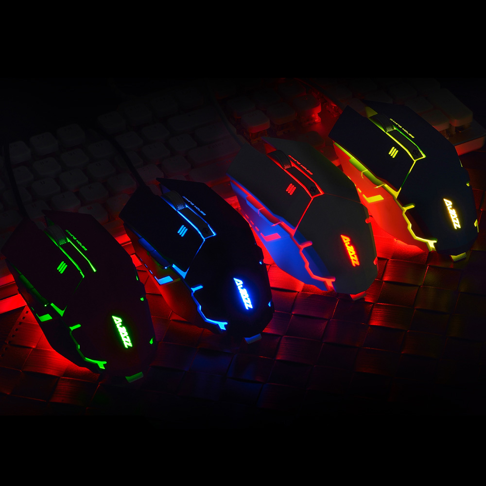 Ajazz GTC A5050 Wired Gaming Mouse Colorful Backlights 7 Keys Adjustable 2400 DPI Programmable Mouse - Black