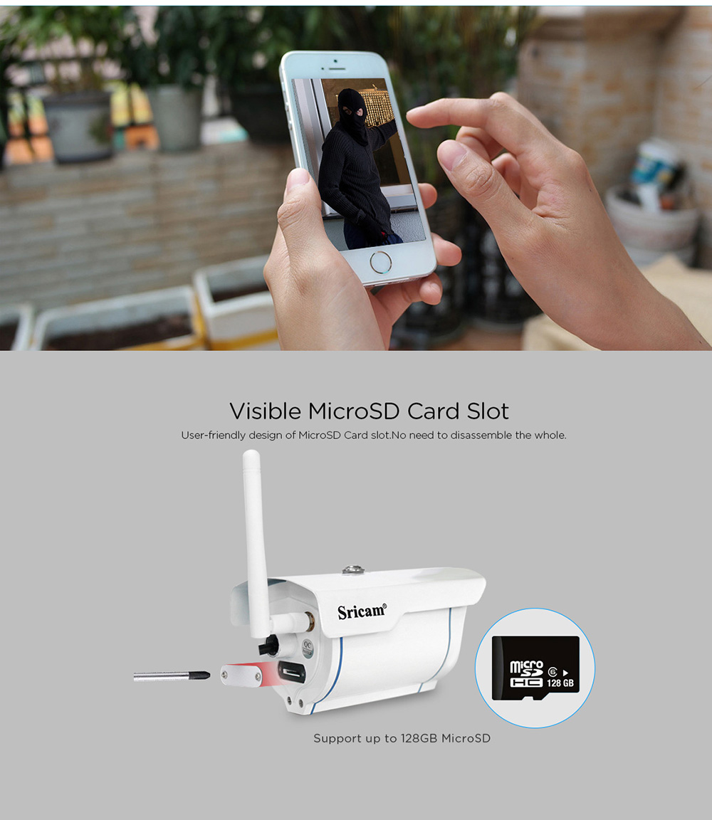 Sricam SP007 720P WiFi IP Camera White