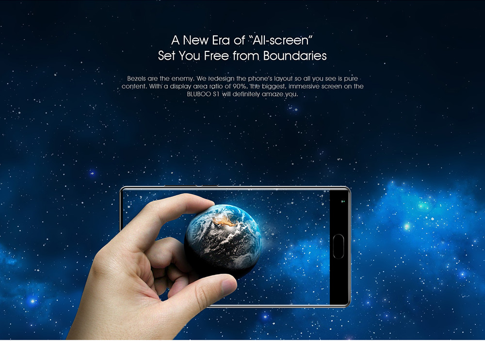 [HK Stock]BLUBOO S1 5.5 Inch 4G LTE Smartphone Corning Gorilla Glass Full Screen 4GB RAM 64GB ROM Helio P25 Dual Rear Camera Android 7.0 OTG Type-C 3500mAh - Black