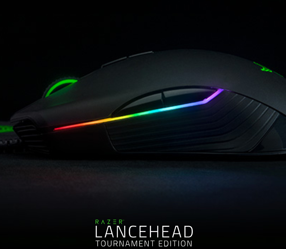[HK Stock] Razer Lancehead Tournament Edition Wired Gaming Mouse 16000 DPI 9 Buttons Ambidextrous - Black