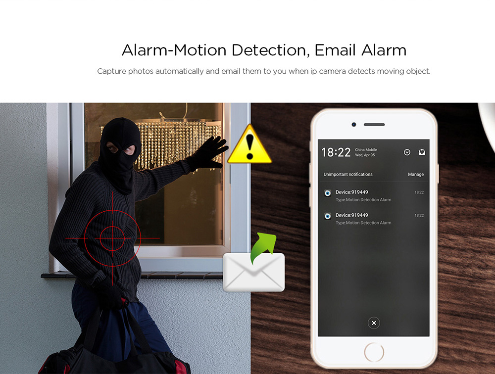 Sricam SP007 720P WiFi IP Camera H.264 Night Vision Motion Detection Onvif CMOS Sensor Security Camera -White
