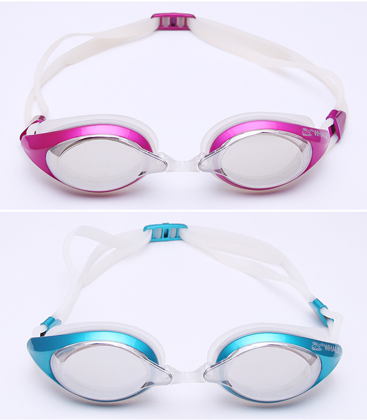 Whale Swimming Goggles Anti-fog UV Protection Wide Angle View Mirror Coating For Competition - Pink