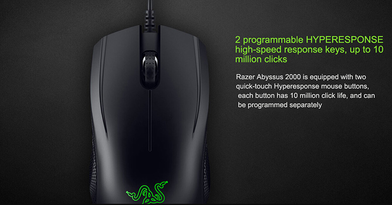 [HK Stock] Razer Abyssus 2000 DPI Wired Gaming Mouse Ambidextrous With Programmable Hyperesponse Buttons - Black