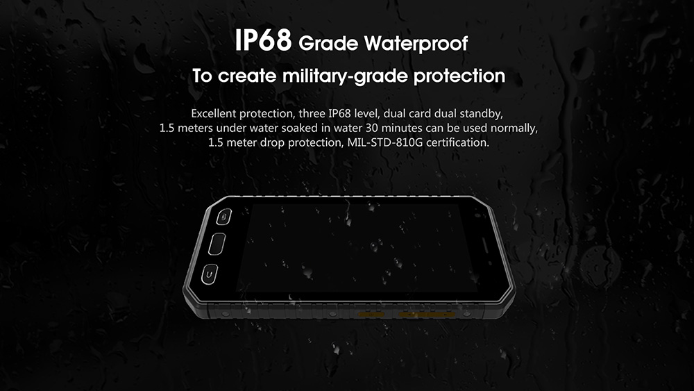 [HK Stock]E&L S30 4.7 Inch 4G LTE Smartphone IP68 Waterproof Corning Gorilla Glass Screen 2GB 16GB 13.0MP Cam MTK6737 Quad Core Android 7.0 Fast Charge - Black