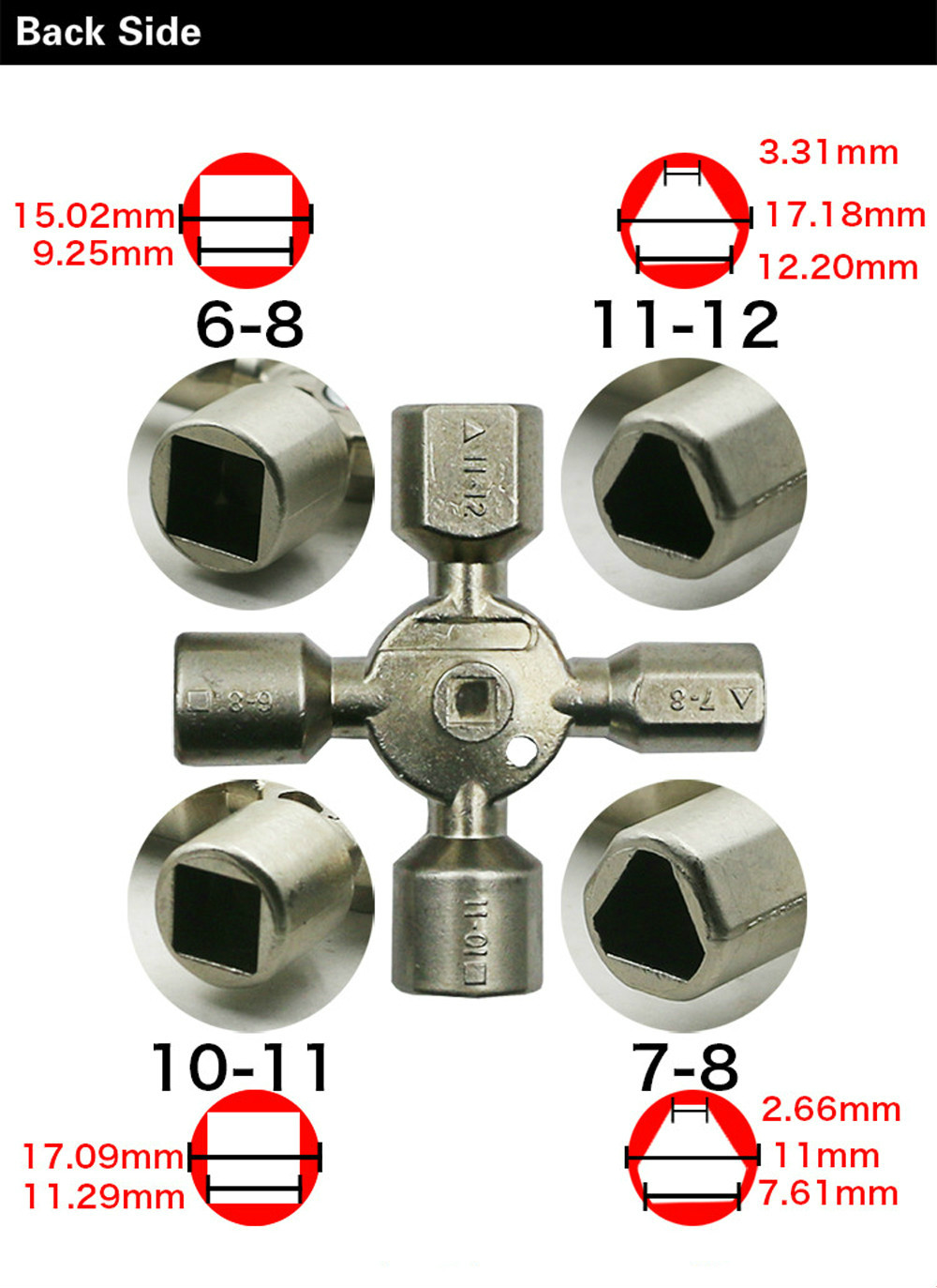 10 in 1 Multi-function Zinc Alloy Electric Control Cabinet Key Wrench - Silver
