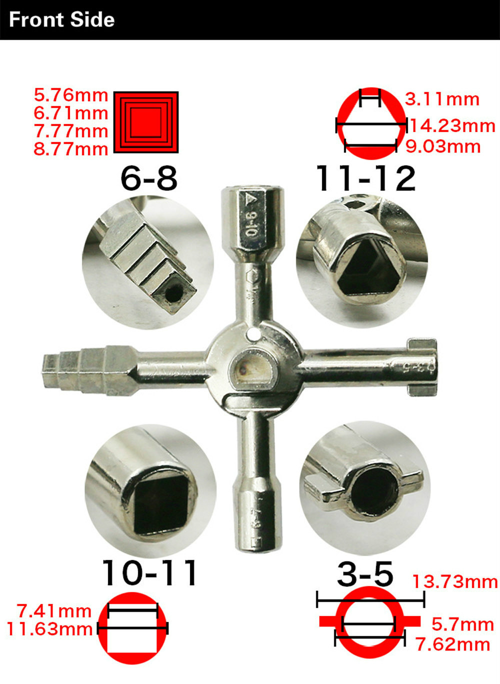 10 in 1 Multi-function Zinc Alloy Electric Control Cabinet Key Wrench - Silver