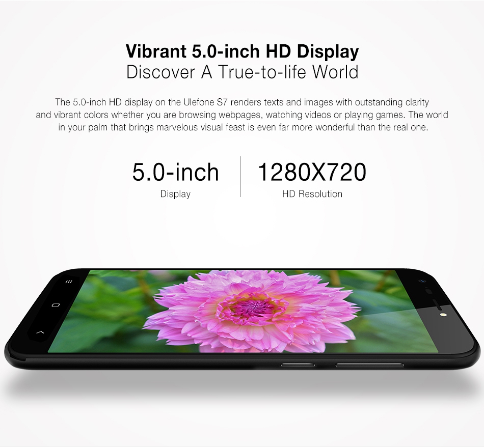 [HK Stock]Ulefone S7 5.0 Inch Smartphone HD Screen Dual Rear Camera 8GB MT6580A Quad Core Android 7.0 2500mAh Battery - Red