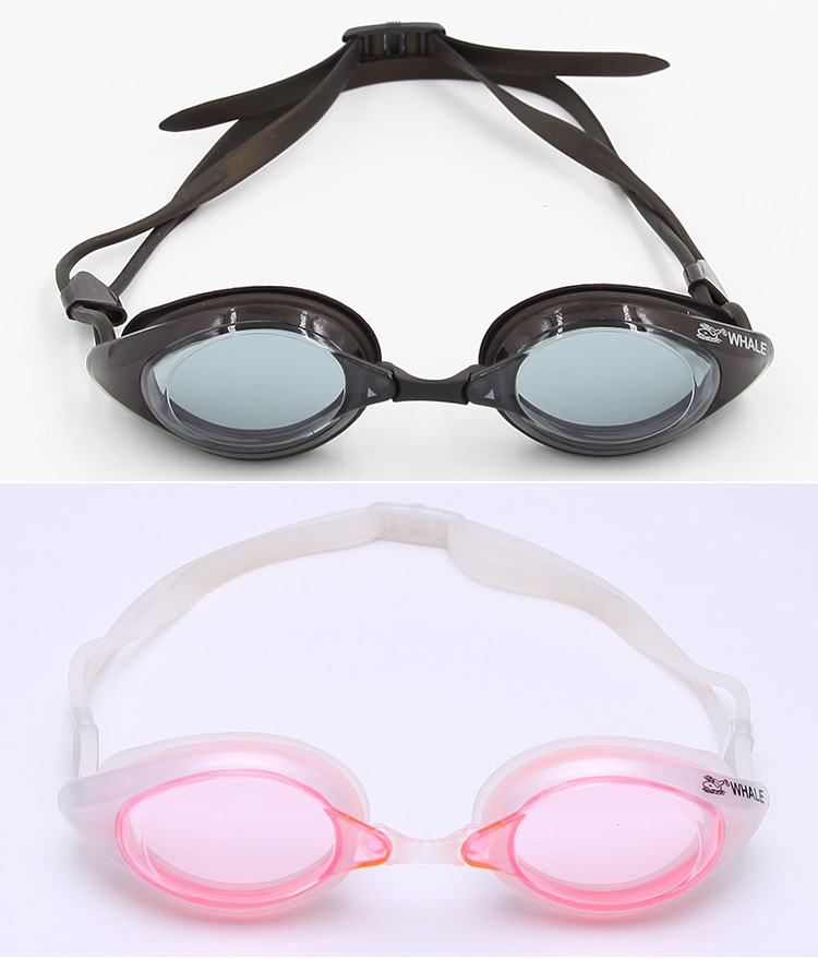 Whale Swimming Goggles Anti-fog UV Protection Wide Angle View Mirror Coating For Competition - Pink