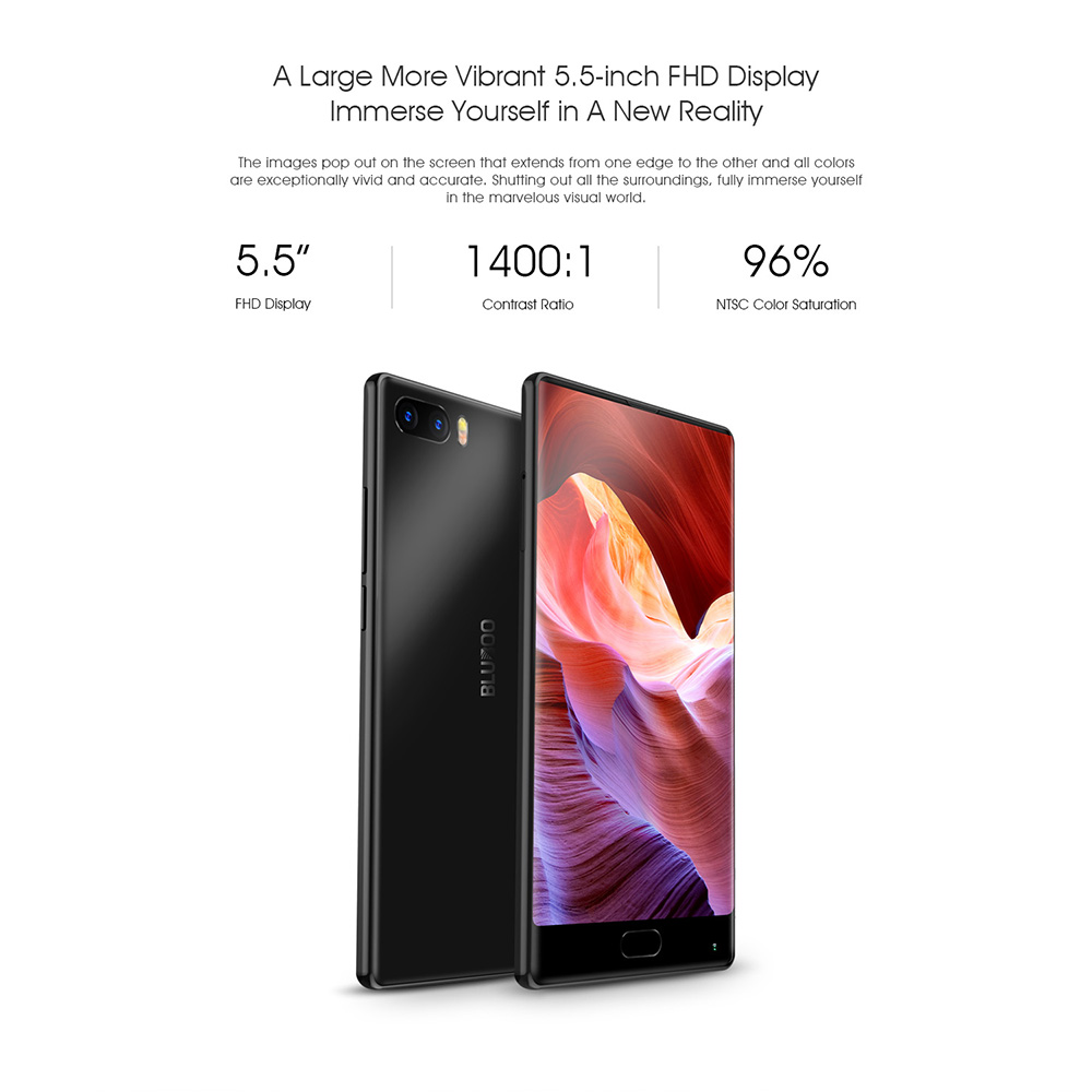 [HK Stock]BLUBOO S1 5.5 Inch 4G LTE Smartphone Corning Gorilla Glass Full Screen 4GB RAM 64GB ROM Helio P25 Dual Rear Camera Android 7.0 OTG Type-C 3500mAh - Black