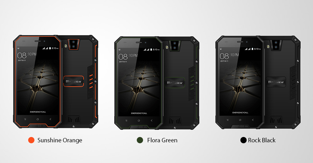 [HK Stock]Blackview BV4000 Pro 4.7 Inch Smartphone IP68 waterproof Corning Gorilla Glass Screen 2GB 16GB Dual 8.0MP Rear Cam MT6580A Quad Core Android 7.0 - Orange