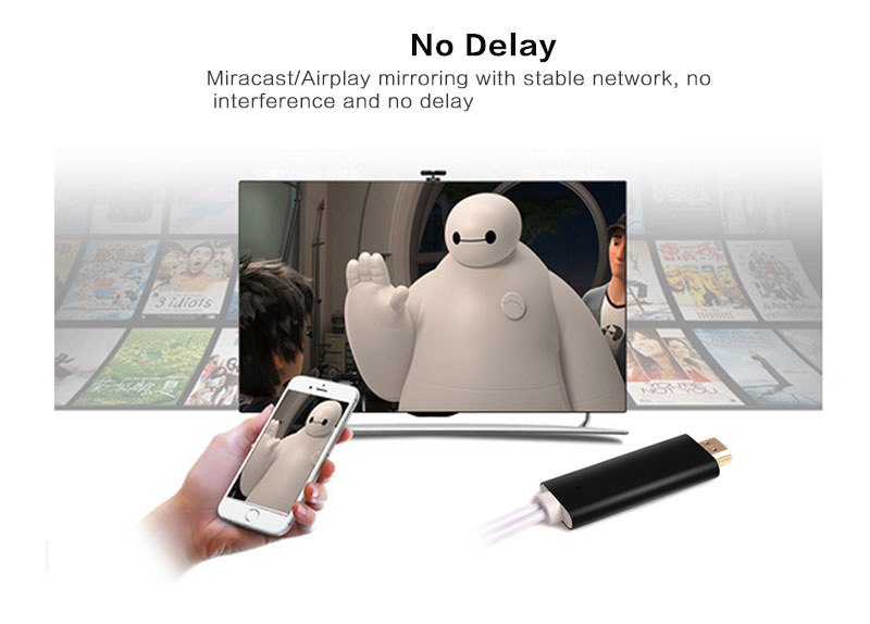 L3 Miracast/Airplay Mirroring Cable Support Android and iOS Devices - Black