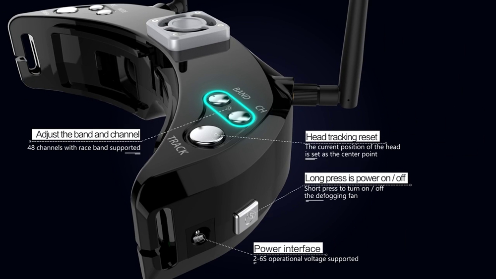 Skyzone SKY03 3D 800X600 5.8G 48CH FPV Goggles with Head Tracking Standard Dual Antennas Fan Support HDMI DVR