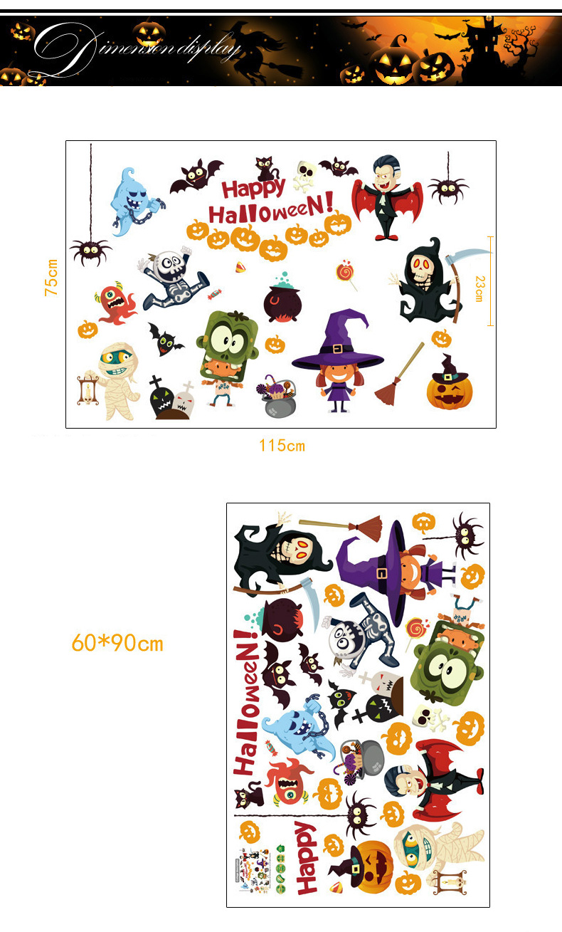 Halloween 3D Wizard Wall Stickers Kit Room Decor Halloween Party Fairy Waterproof Removeable Sticker Art Mural