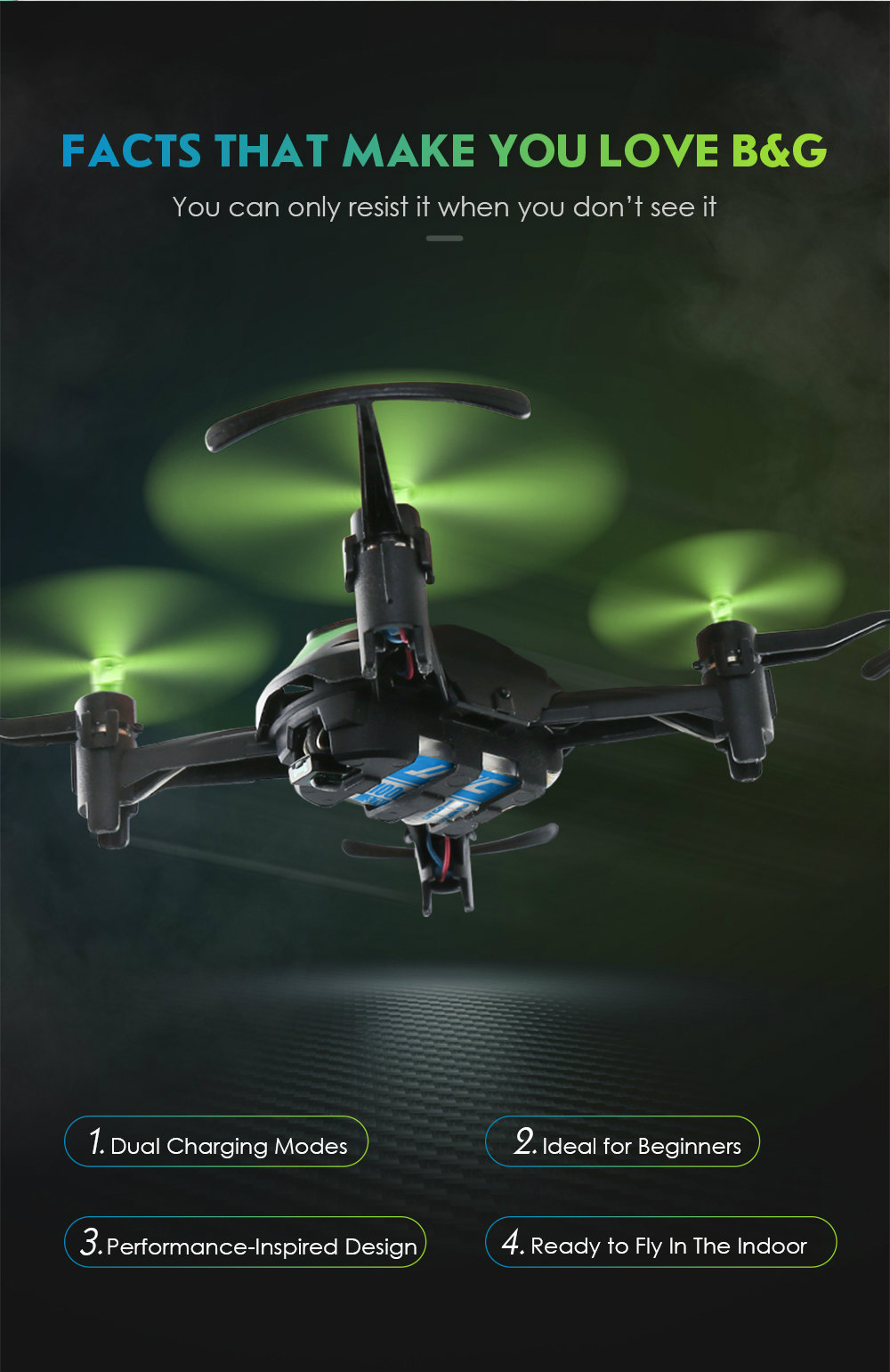 JJRC H48 Mini 2.4G 4CH 6Axis Gyro 3D Flips Dual Charing Modes RC Quadcopter RTF - Green