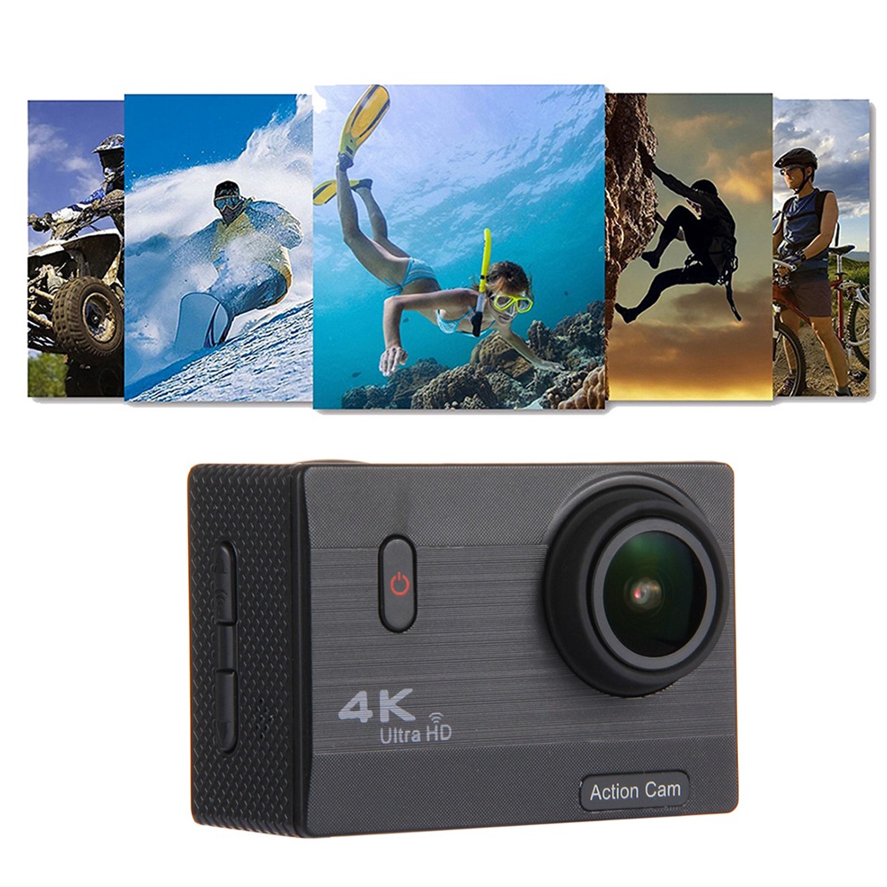 F69 Action NTK96660 Sony IMX078 2.0 Inch Display Action Camera 4k WiFi 170 Degree Wide Angle Waterproof Web Cam - Black