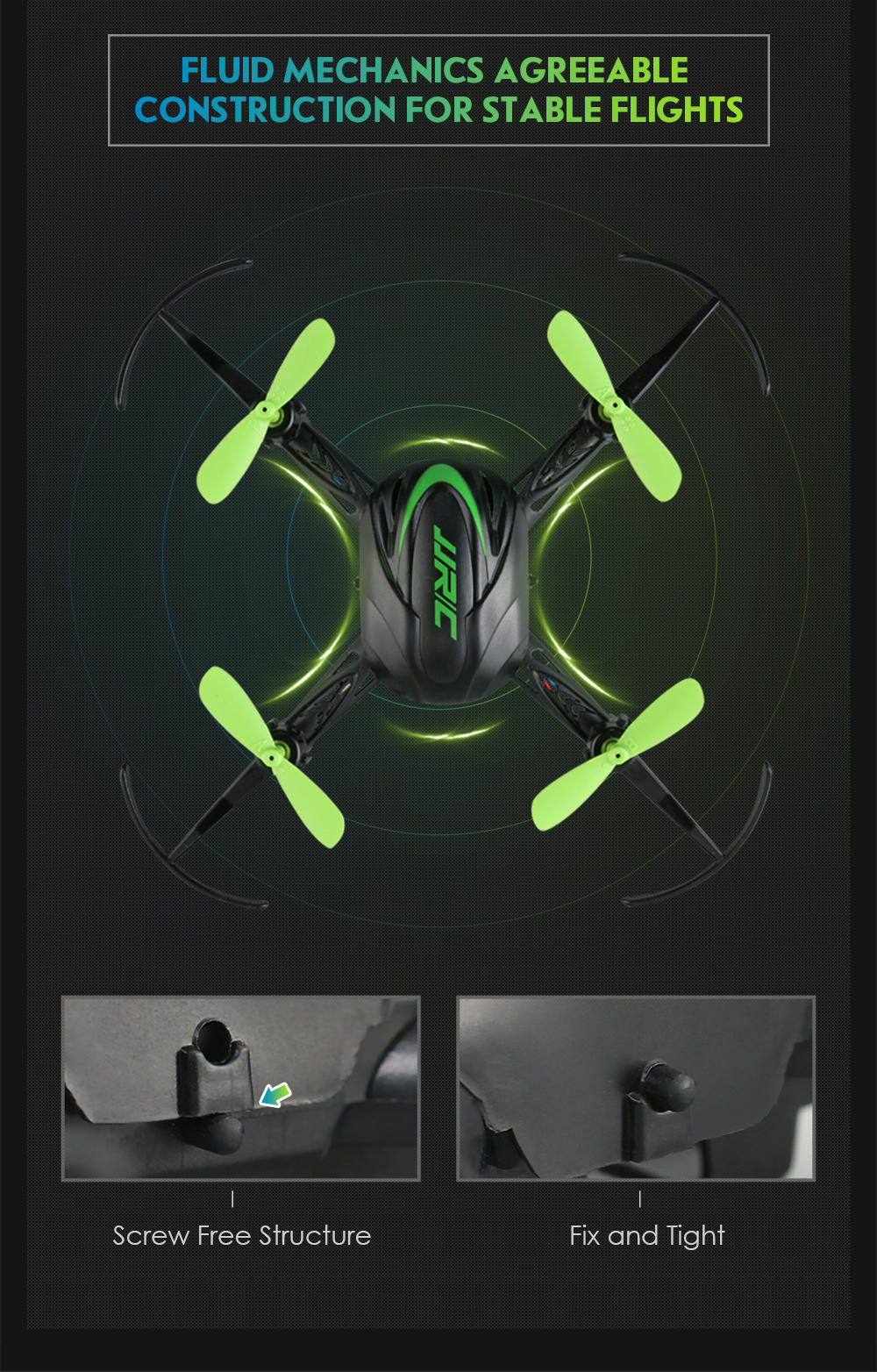 JJRC H48 Mini 2.4G 4CH 6Axis Gyro 3D Flips Dual Charing Modes RC Quadcopter RTF - Green
