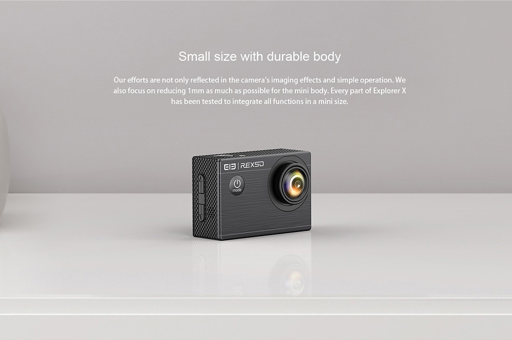 [HK Stock] Elephone REXSO Explorer X Allwinner V3 2.0 Inch Display Action Camera 4K 30FPS WiFi 170 Degree Wide Angle Diving Camera - Black