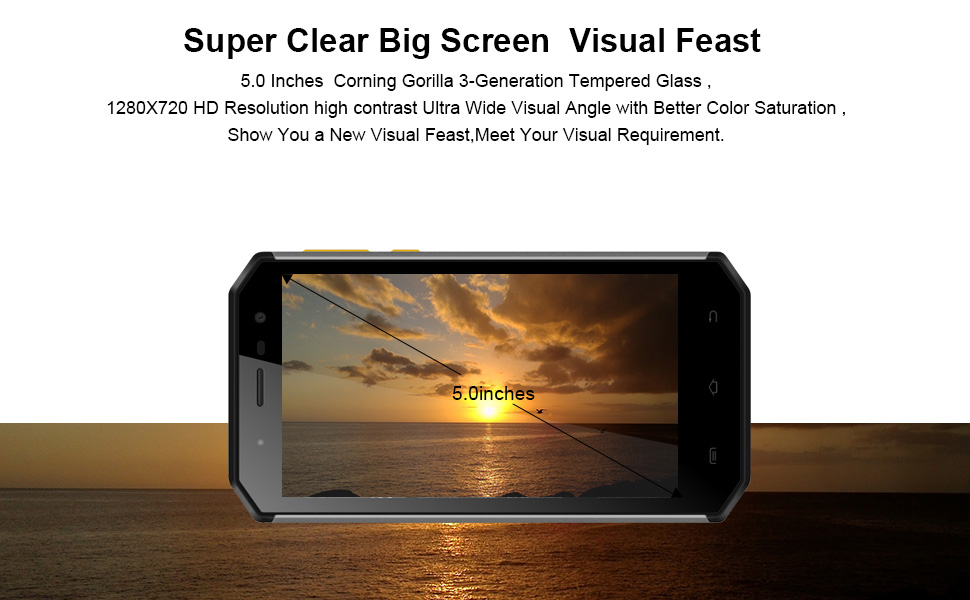 [HK Stock]E&L S50 5.0 Inch Smartphone IP68 Waterproof HD Screen 3GB 32GB 13.0MP Cam MT6753 Octa Core Android 7.0 Touch ID OTG - Black